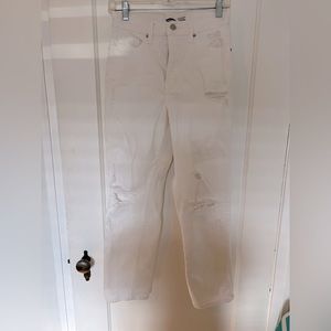 OLD NAVY SKY-HI straight extra high secret slim pockets, White Pants, Size 2